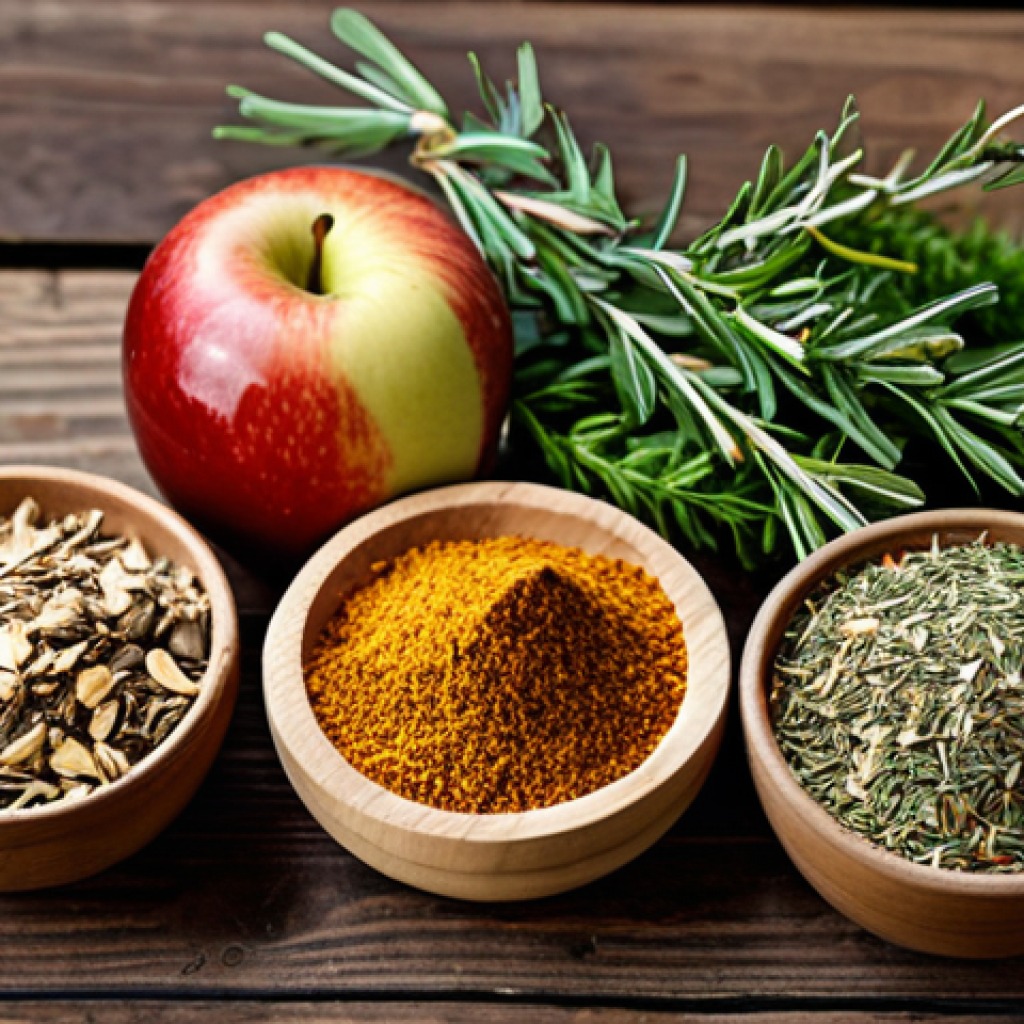 Diverse Smoking Woods**

"A collection of different smoking woods (beech, oak, apple, cherry, alder) displayed on a rustic wooden table, showcasing various forms: wood chips, chunks, and sawdust. Surrounded by fresh herbs like rosemary, thyme, and sage. Focus on the natural textures and colors of the wood and herbs. Safe for work, appropriate content, fully clothed, professional photography, high quality, perfect anatomy, natural proportions, family-friendly."

**