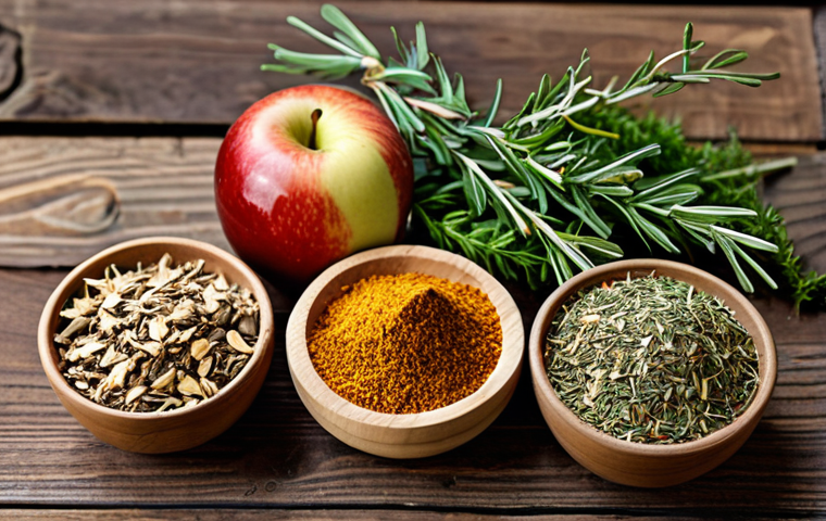 Diverse Smoking Woods**

"A collection of different smoking woods (beech, oak, apple, cherry, alder) displayed on a rustic wooden table, showcasing various forms: wood chips, chunks, and sawdust. Surrounded by fresh herbs like rosemary, thyme, and sage. Focus on the natural textures and colors of the wood and herbs. Safe for work, appropriate content, fully clothed, professional photography, high quality, perfect anatomy, natural proportions, family-friendly."

**