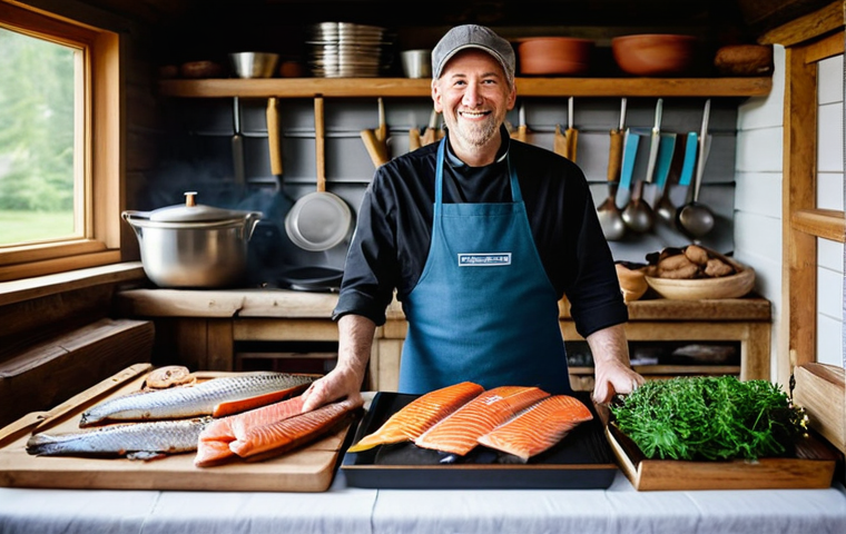 훈제 기법의 장점과 단점 - **Prompt:** "A skilled artisan, dressed in a clean, rustic chef's apron and sturdy work clothes, pro...