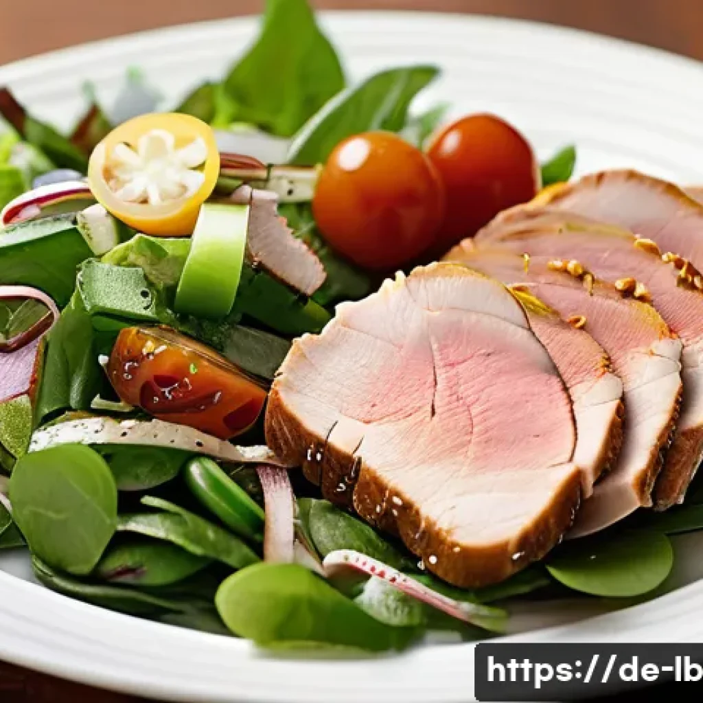 훈제 고기의 영양학적 장점 - **Prompt:** A beautifully composed close-up photograph of a balanced and nutritious meal featuring l...