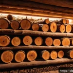 Home 21 훈제 기법의 성분 분석 - A detailed close-up of a traditional German smokehouse interior, showcasing various types of hardwoo...