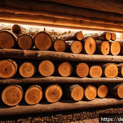 Home 33 훈제 기법의 성분 분석 - A detailed close-up of a traditional German smokehouse interior, showcasing various types of hardwoo...